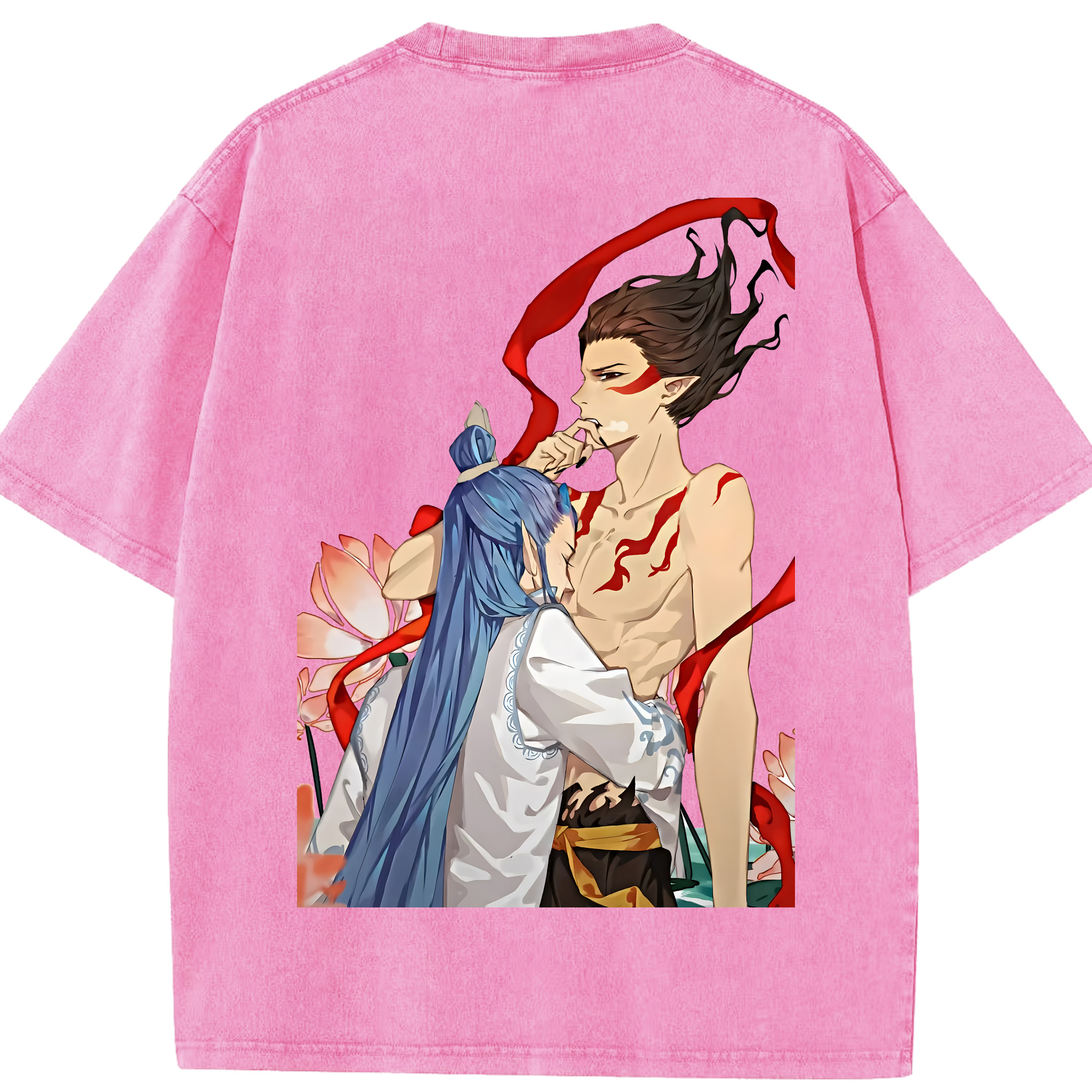 （画像用） Ne Zha 2 ナタ 魔童の大暴れ 綿100% ヴィンテージ風 半袖Tシャツ（背面プリント）